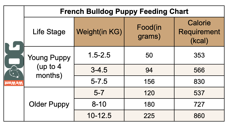 French Bulldog Puppy Feeding Chart