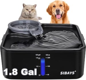 SIBAYS 230OZ 1.8GAL 7L Dog Water Fountain