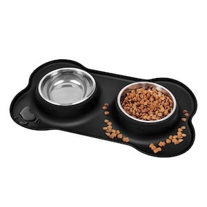 yoka Dog Bowls Non Slip Stainless Steel Double Bowl